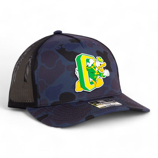 Oregon Ducks Retro 3D Snapback Trucker Hat- Admiral Duck Camo/ Black