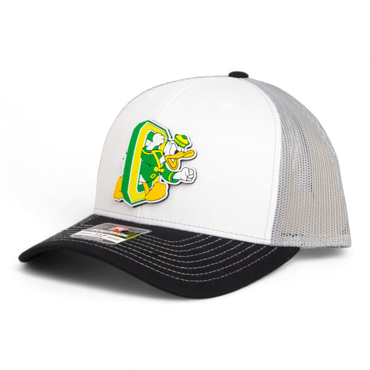 Oregon Ducks Retro 3D Snapback Trucker Hat- White/ Grey/ Black