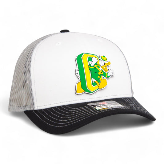 Oregon Ducks Retro 3D Snapback Trucker Hat- White/ Grey/ Black