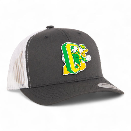 Oregon Ducks Retro 3D YP Snapback Trucker Hat- Charcoal/ White