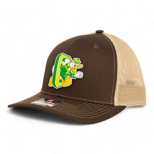 Oregon Ducks Retro 3D Snapback Trucker Hat- Brown/ Tan