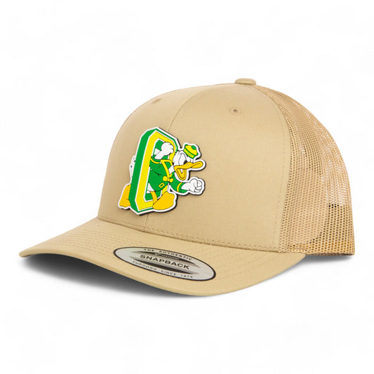 Oregon Ducks Retro 3D YP Snapback Trucker Hat- Tan