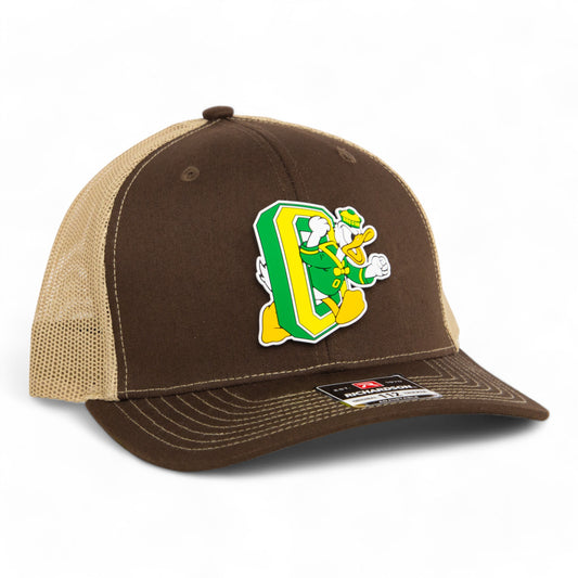 Oregon Ducks Retro 3D Snapback Trucker Hat- Brown/ Tan