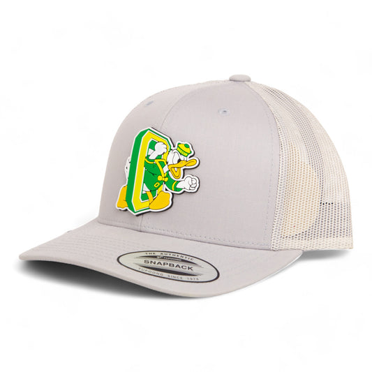 Oregon Ducks Retro 3D YP Snapback Trucker Hat- Silver