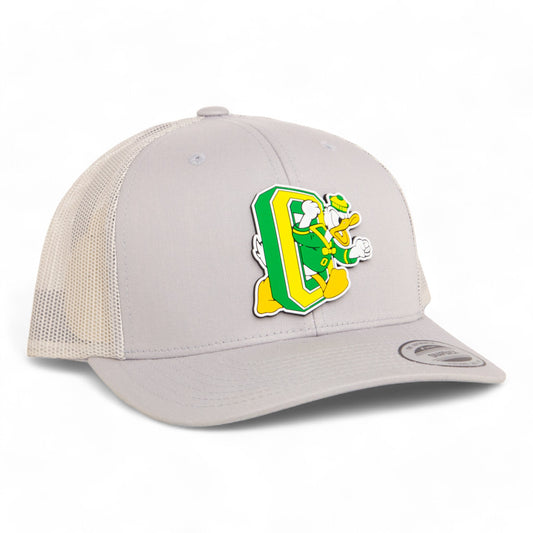 Oregon Ducks Retro 3D YP Snapback Trucker Hat- Silver