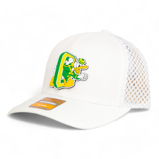 Oregon Ducks Retro 3D Snapback Tilikum Trucker Hat- White