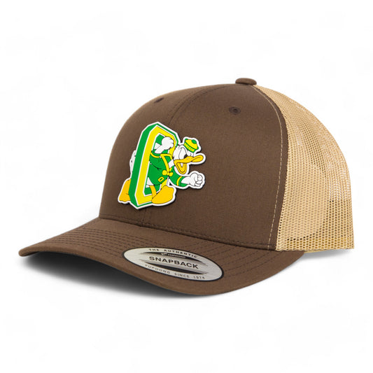 Oregon Ducks Retro 3D YP Snapback Trucker Hat- Brown/ Tan