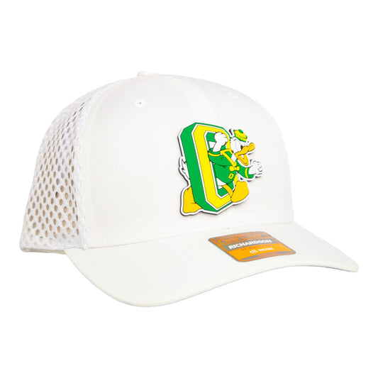 Oregon Ducks Retro 3D Snapback Tilikum Trucker Hat- White