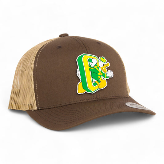 Oregon Ducks Retro 3D YP Snapback Trucker Hat- Brown/ Tan