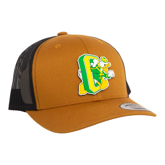 Oregon Ducks Retro 3D YP Snapback Trucker Hat- Caramel/ Black