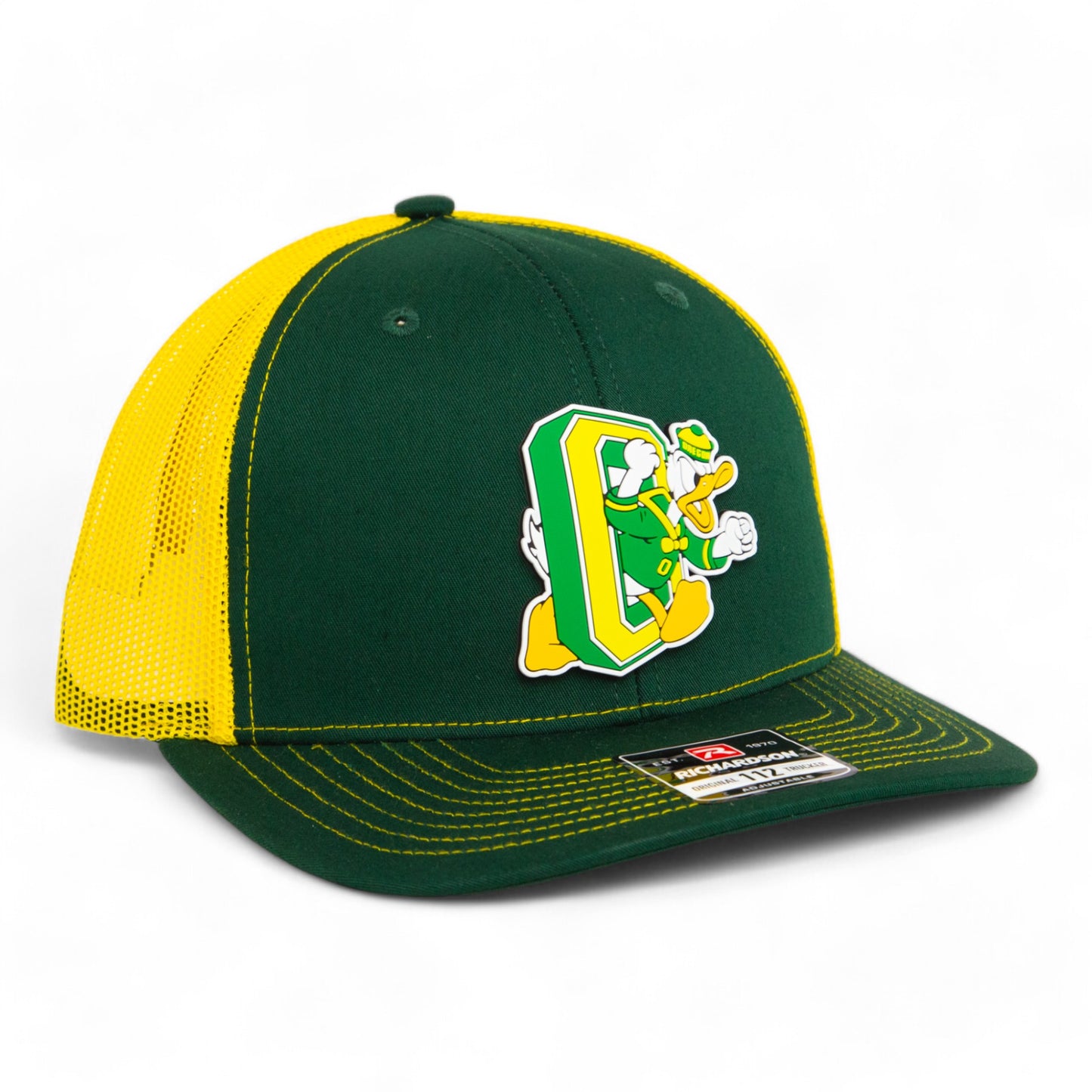 Oregon Ducks Retro 3D Snapback Trucker Hat- Dark Green/ Gold