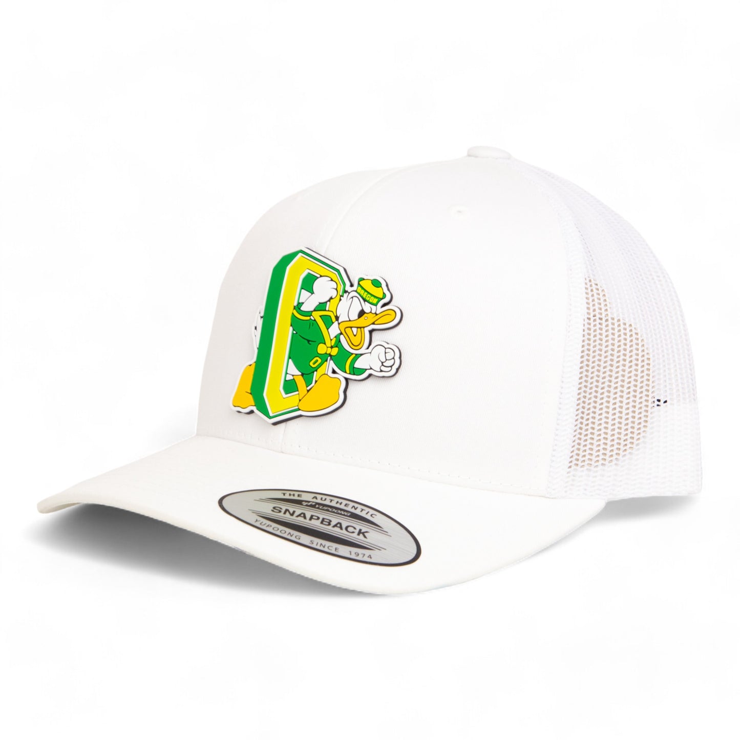 Oregon Ducks Retro 3D YP Snapback Trucker Hat- White