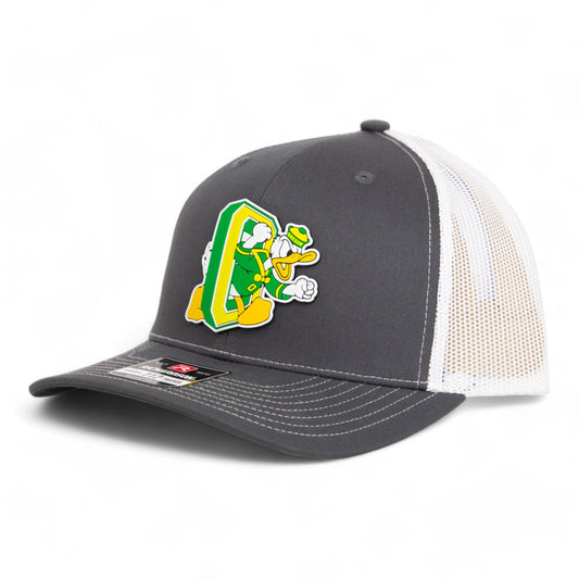 Oregon Ducks Retro 3D Snapback Trucker Hat- Charcoal/ White