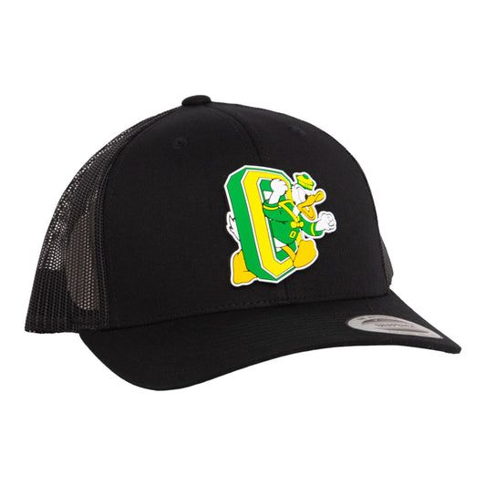 Oregon Ducks Retro 3D YP Snapback Trucker Hat- Black