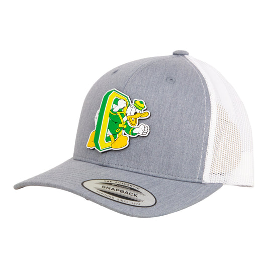 Oregon Ducks Retro 3D YP Snapback Trucker Hat- Heather Grey/ White