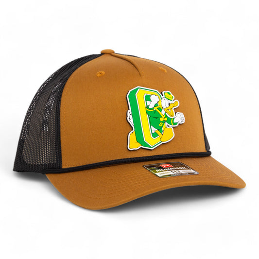 Oregon Ducks Retro 3D Snapback Trucker Rope Hat- Caramel/ Black