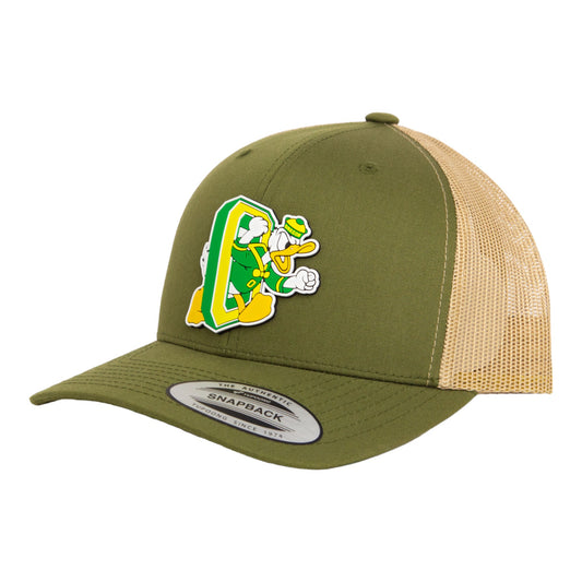 Oregon Ducks Retro 3D YP Snapback Trucker Hat- Moss/ Tan