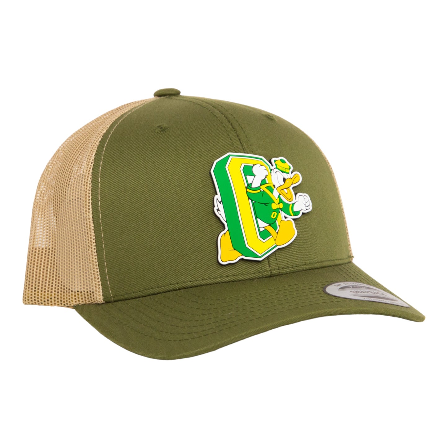 Oregon Ducks Retro 3D YP Snapback Trucker Hat- Moss/ Tan