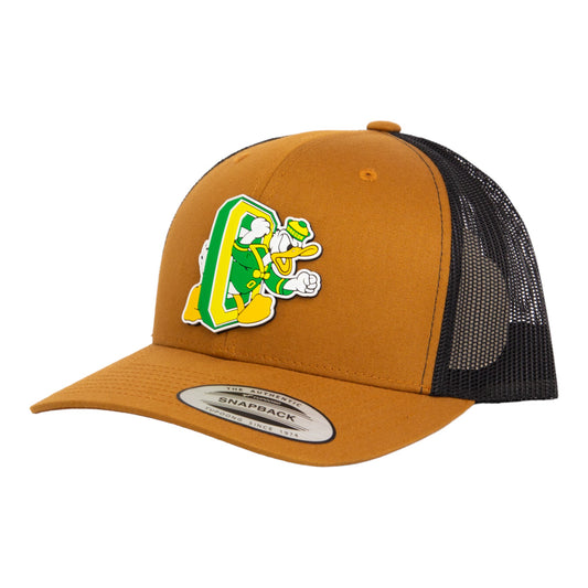 Oregon Ducks Retro 3D YP Snapback Trucker Hat- Caramel/ Black