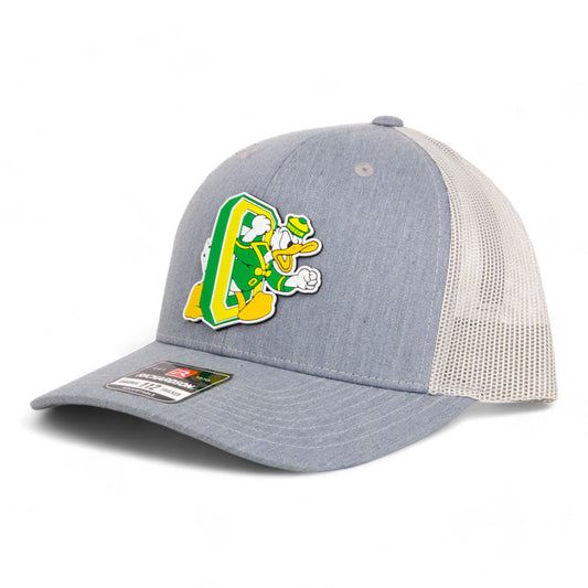 Oregon Ducks Retro 3D Snapback Trucker Hat- Heather Grey/ Light Grey