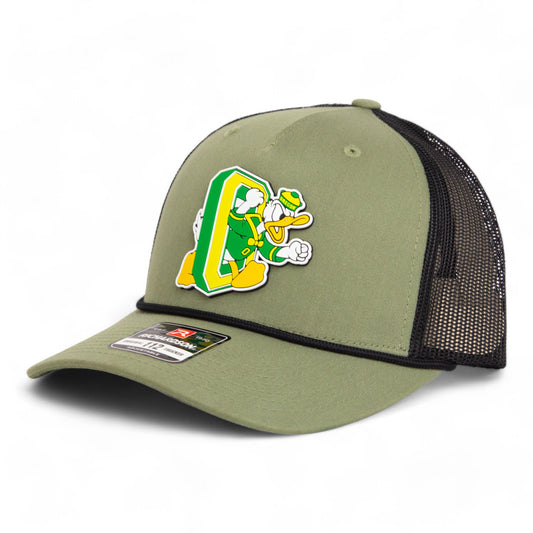 Oregon Ducks Retro 3D Snapback Trucker Rope Hat- Loden/ Black