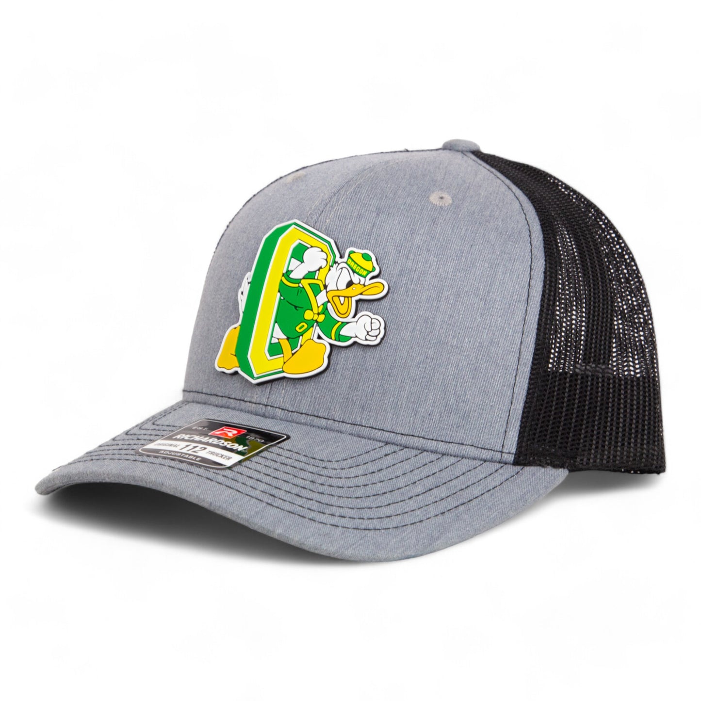 Oregon Ducks Retro 3D Snapback Trucker Hat- Heather Grey/ Black