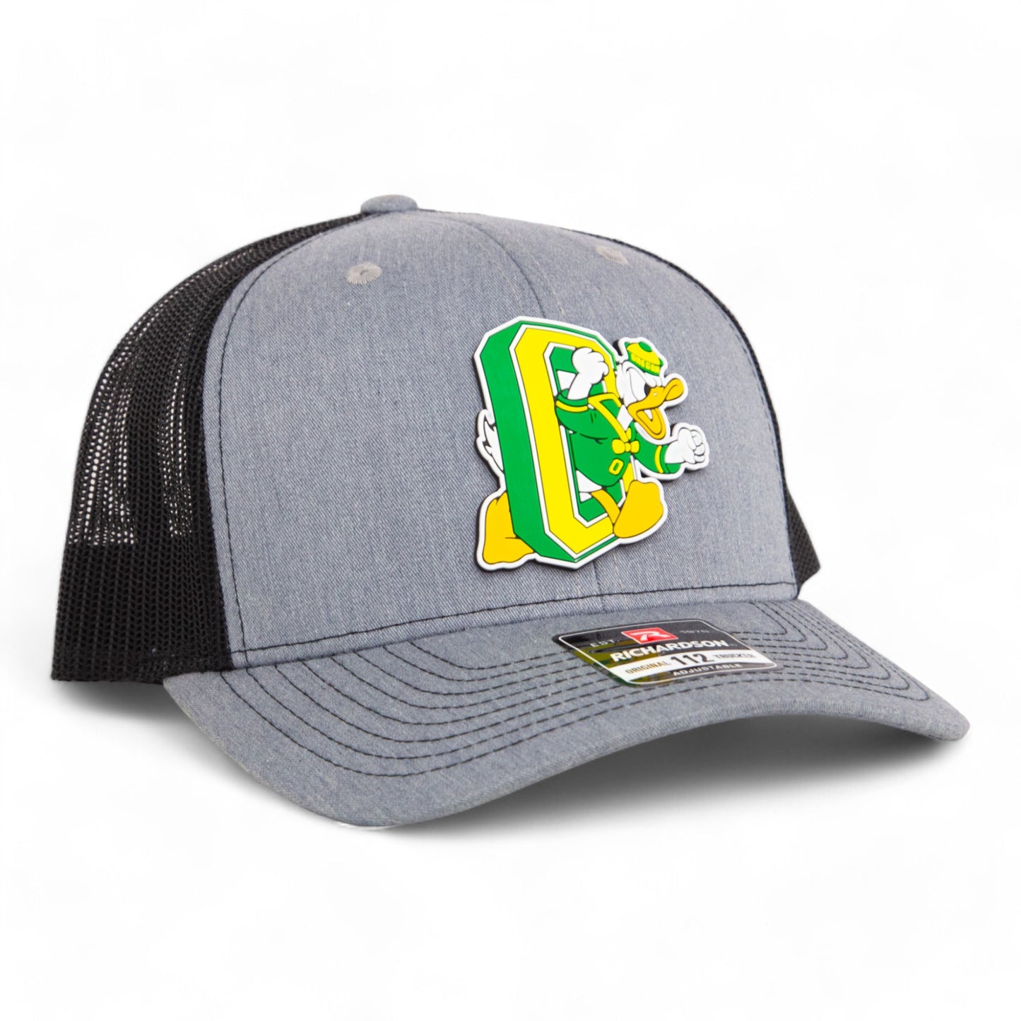 Oregon Ducks Retro 3D Snapback Trucker Hat- Heather Grey/ Black