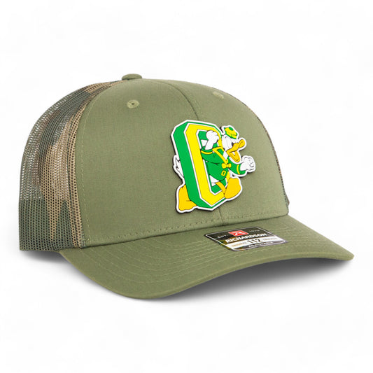 Oregon Ducks Retro 3D Snapback Trucker Hat- Loden/ Green Camo