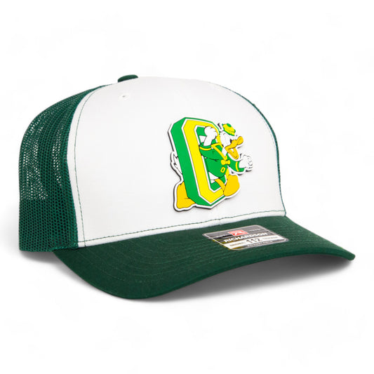 Oregon Ducks Retro 3D Snapback Trucker Hat- White/ Dark Green