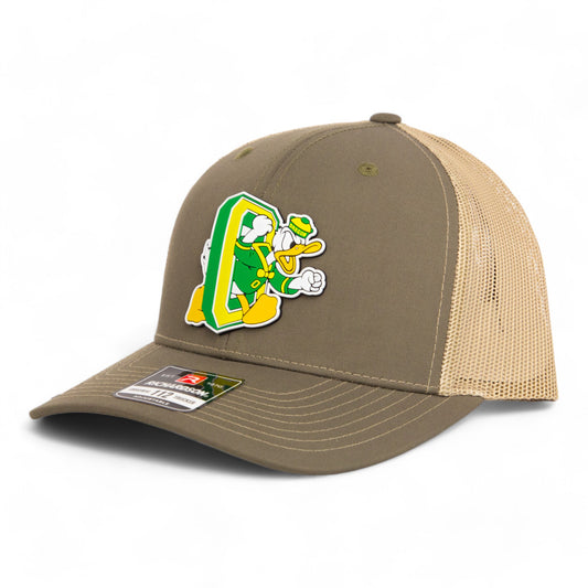 Oregon Ducks Retro 3D Snapback Trucker Hat- Loden/ Tan