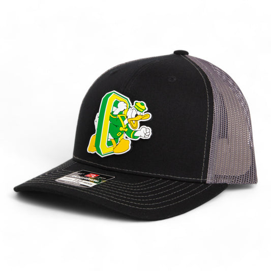 Oregon Ducks Retro 3D Snapback Trucker Hat- Black/ Charcoal