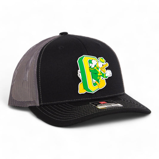 Oregon Ducks Retro 3D Snapback Trucker Hat- Black/ Charcoal