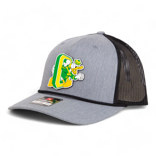 Oregon Ducks Retro 3D Snapback Trucker Rope Hat- Heather Grey/ Black