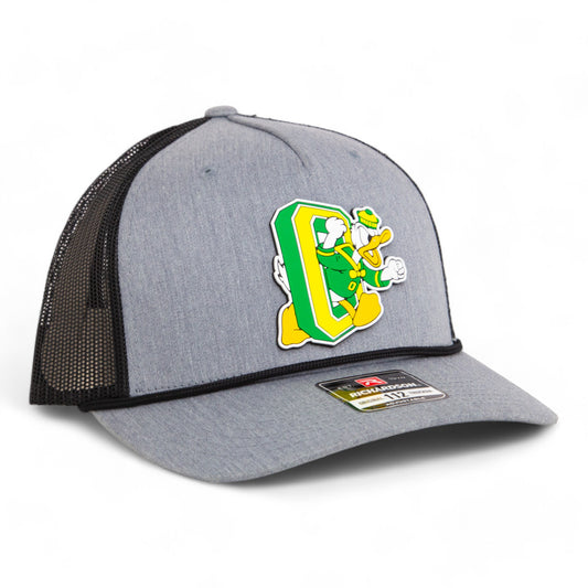 Oregon Ducks Retro 3D Snapback Trucker Rope Hat- Heather Grey/ Black