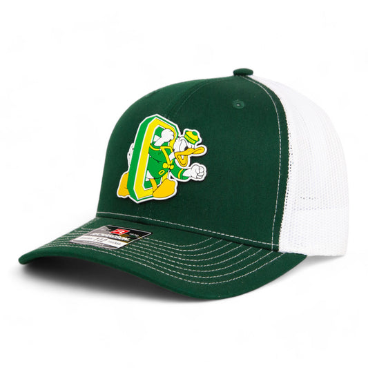 Oregon Ducks Retro 3D Snapback Trucker Hat- Dark Green/ White