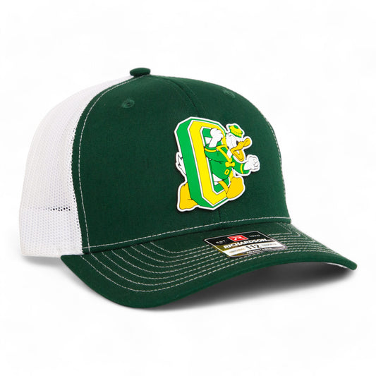 Oregon Ducks Retro 3D Snapback Trucker Hat- Dark Green/ White