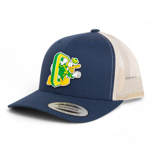 Oregon Ducks Retro 3D YP Snapback Trucker Hat- Navy/ Silver