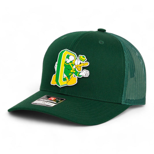 Oregon Ducks Retro 3D Snapback Trucker Hat- Dark Green/ White