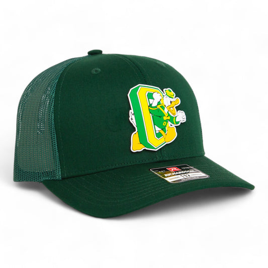 Oregon Ducks Retro 3D Snapback Trucker Hat- Dark Green/ White