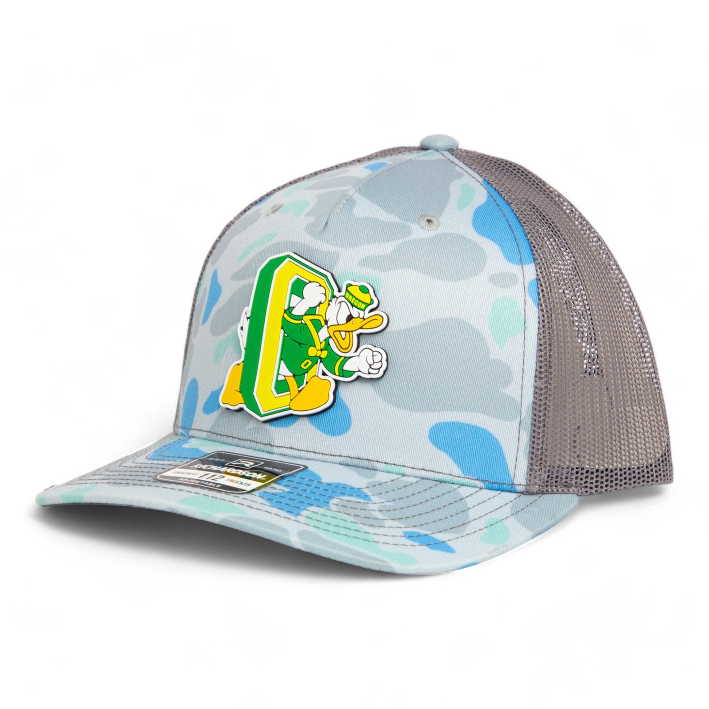 Oregon Ducks Retro 3D Snapback Trucker Hat- Saltwater Duck Camo/ Charcoal