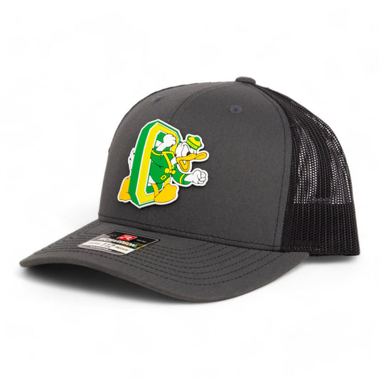 Oregon Ducks Retro 3D Snapback Trucker Hat- Charcoal/ Black