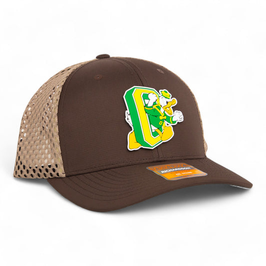 Oregon Ducks Retro 3D Snapback Tilikum Trucker Hat- Brown/ Tan