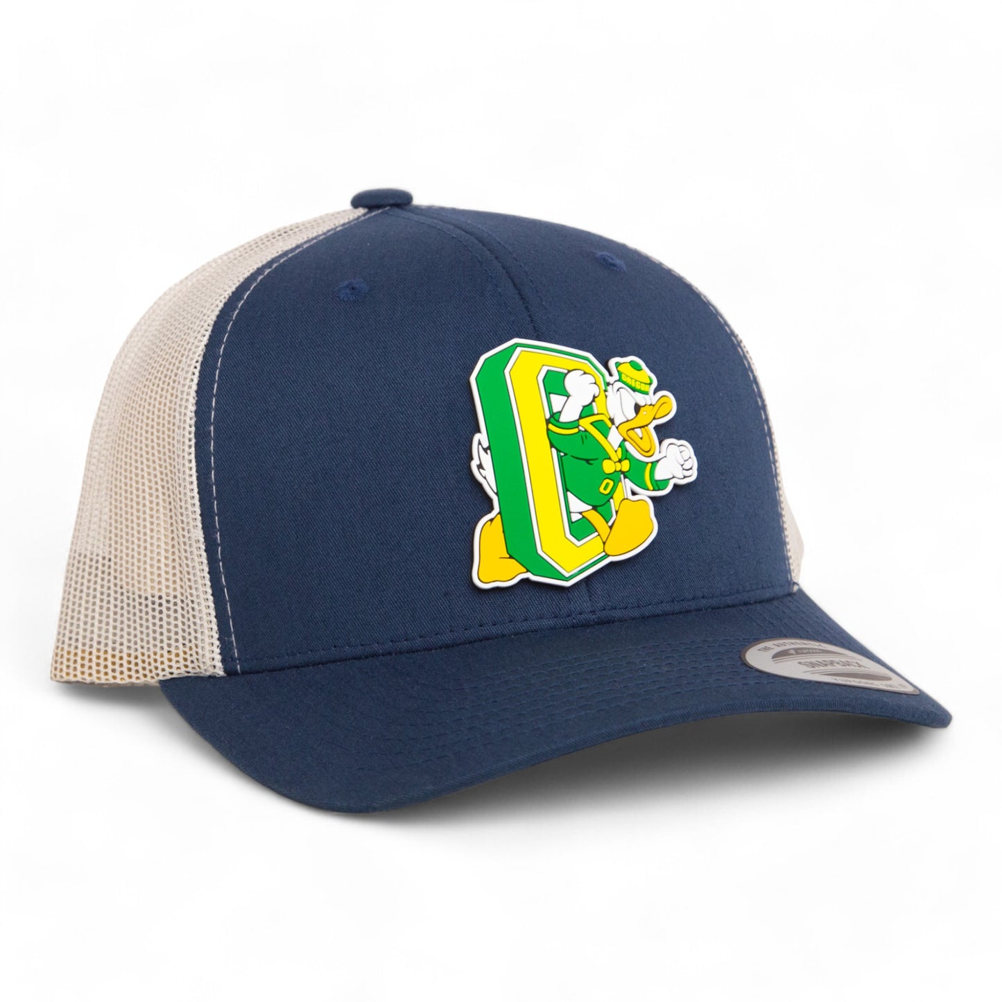 Oregon Ducks Retro 3D YP Snapback Trucker Hat- Navy/ Silver