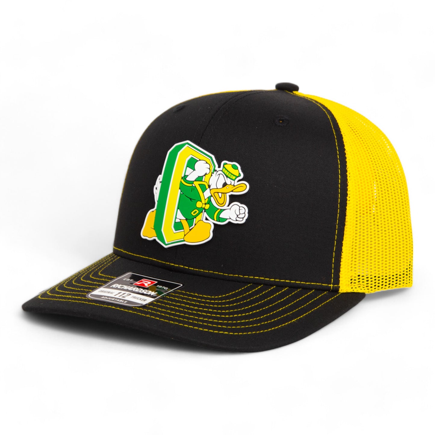 Oregon Ducks Retro 3D Snapback Trucker Hat- Black/ Yellow