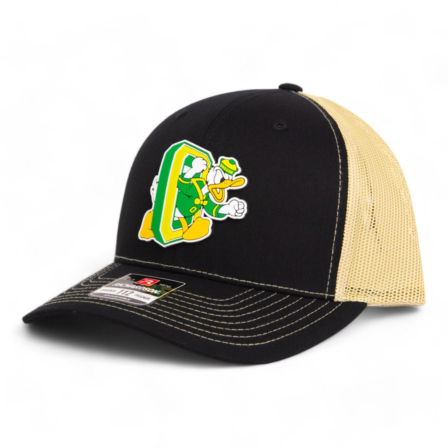 Oregon Ducks Retro 3D Snapback Trucker Hat- Black/ Vegas Gold