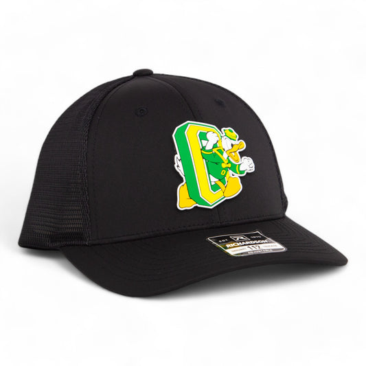 Oregon Ducks Retro 3D Snapback Trucker Hat- Black