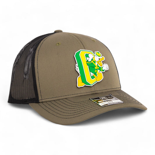 Oregon Ducks Retro 3D Snapback Trucker Hat- Loden/ Black