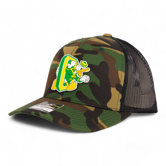 Oregon Ducks Retro 3D Snapback Trucker Hat- Army Camo/ Black