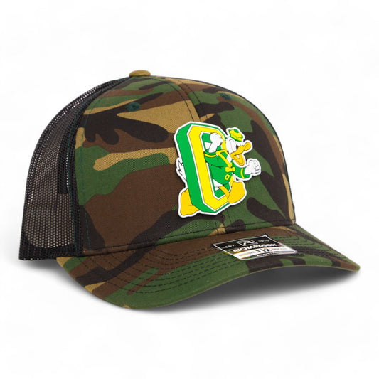 Oregon Ducks Retro 3D Snapback Trucker Hat- Army Camo/ Black