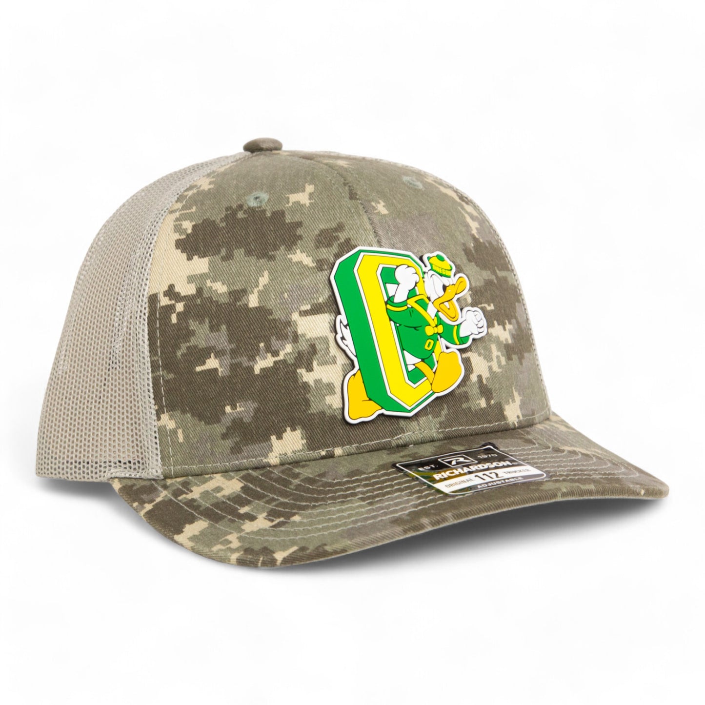 Oregon Ducks Retro 3D Snapback Trucker Hat- Military Digital Camo